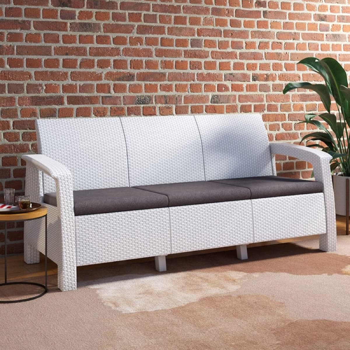 Goa Plastic 3 Seater Sofa with Cushions