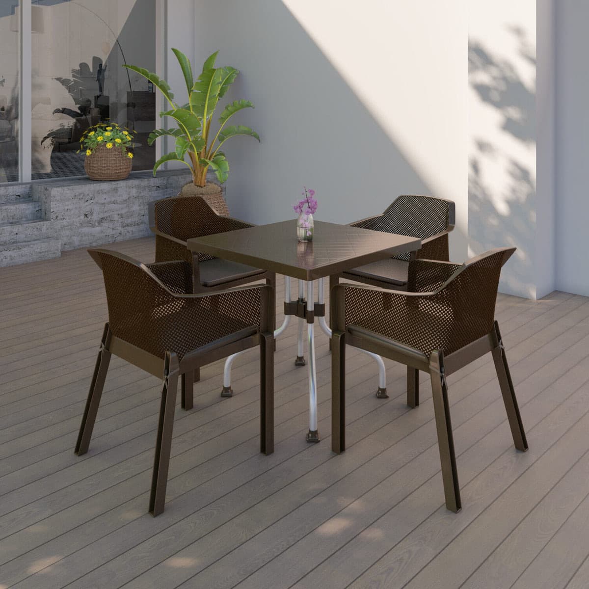Orchid Plastic Dining Set (Table + 4 Chairs)