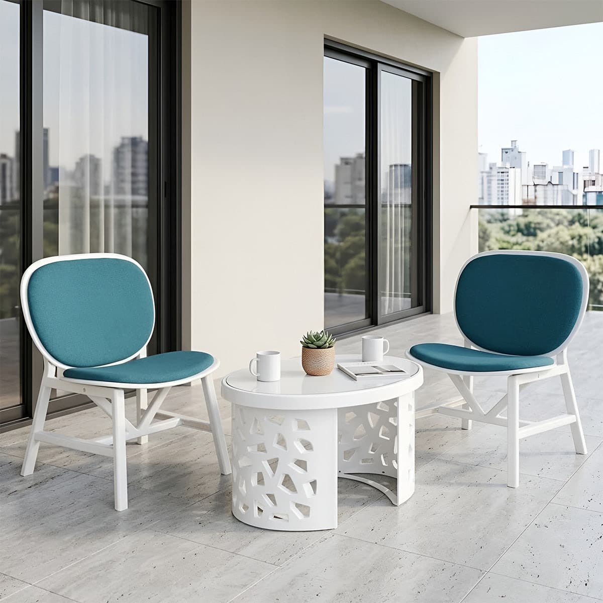 Arena Outdoor Set (Chairs + Glass-Top Coffee Table)
